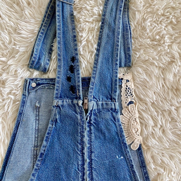 Zara Denim and Lace Overall Skort Dress - Picture 6 of 10